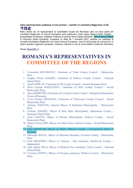 Romania's Representatives in Committee of the Regions