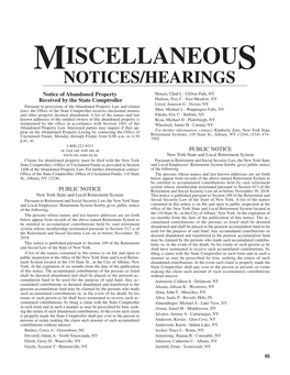 Miscellaneous Notices/Hearings