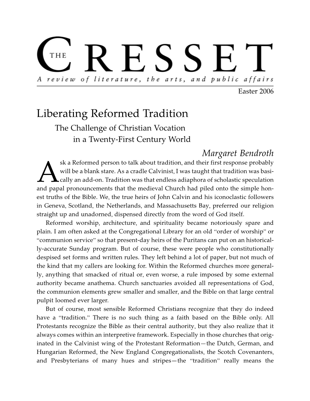 Liberating Reformed Tradition