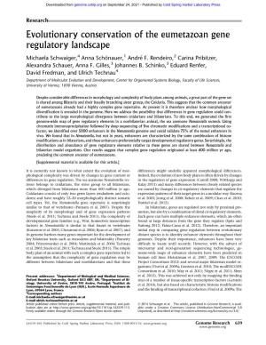 Evolutionary Conservation of the Eumetazoan Gene Regulatory Landscape