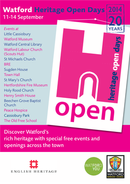 Watford Heritage Open Days 11-14 September