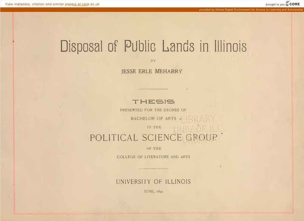 Disposal of Public Lands in Illinois