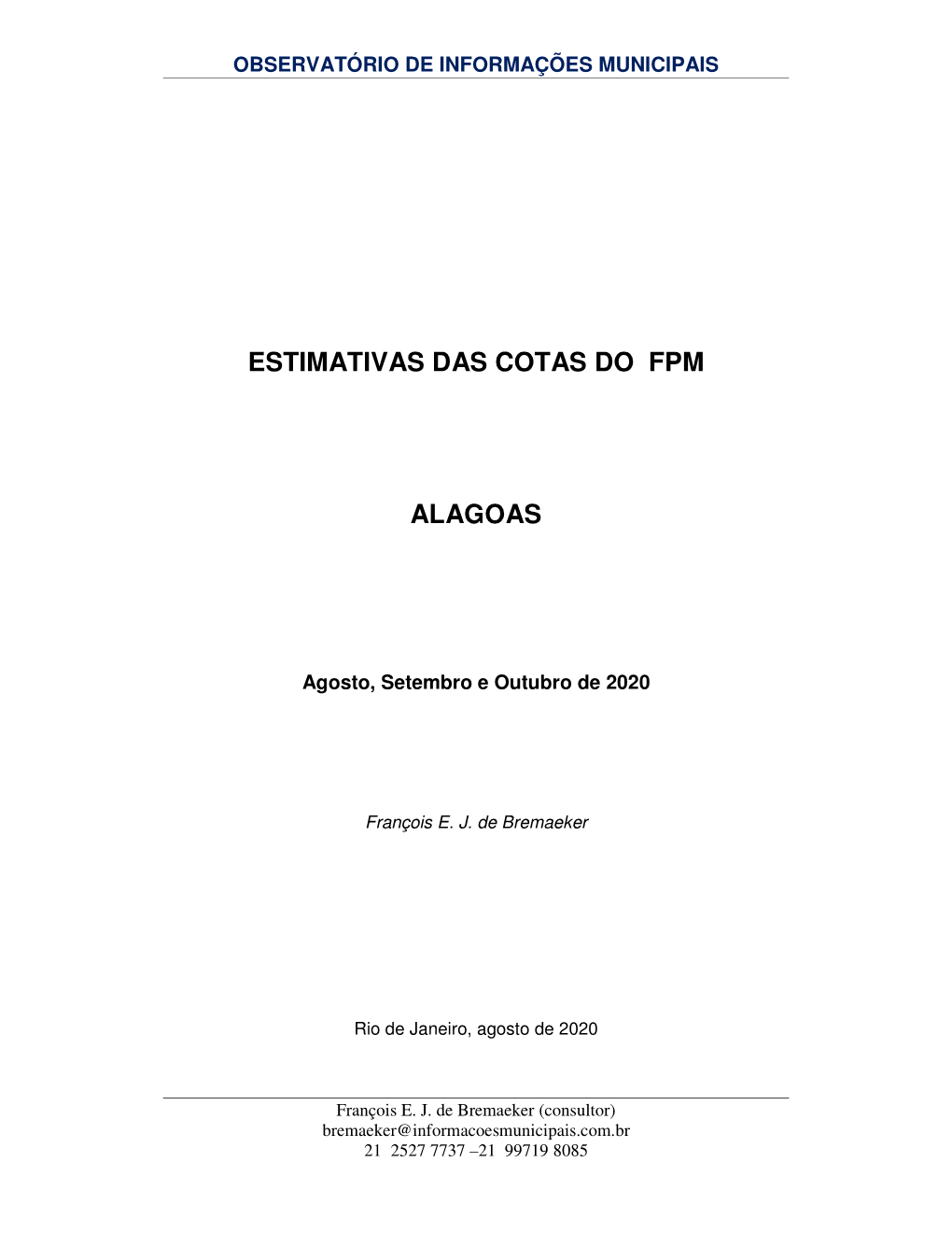 Estimativas Das Cotas Do Fpm Alagoas