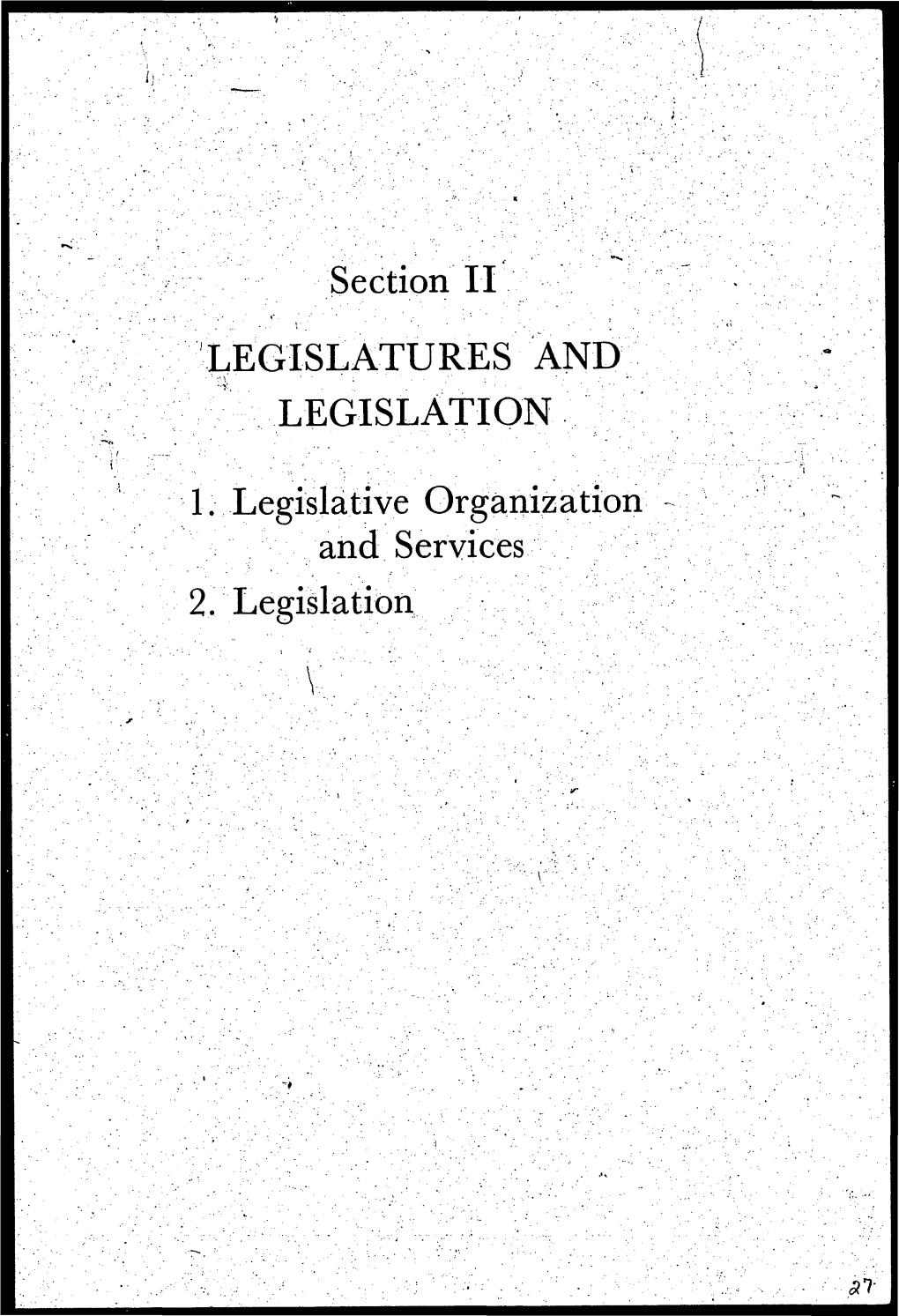 Legislatures and Legislation