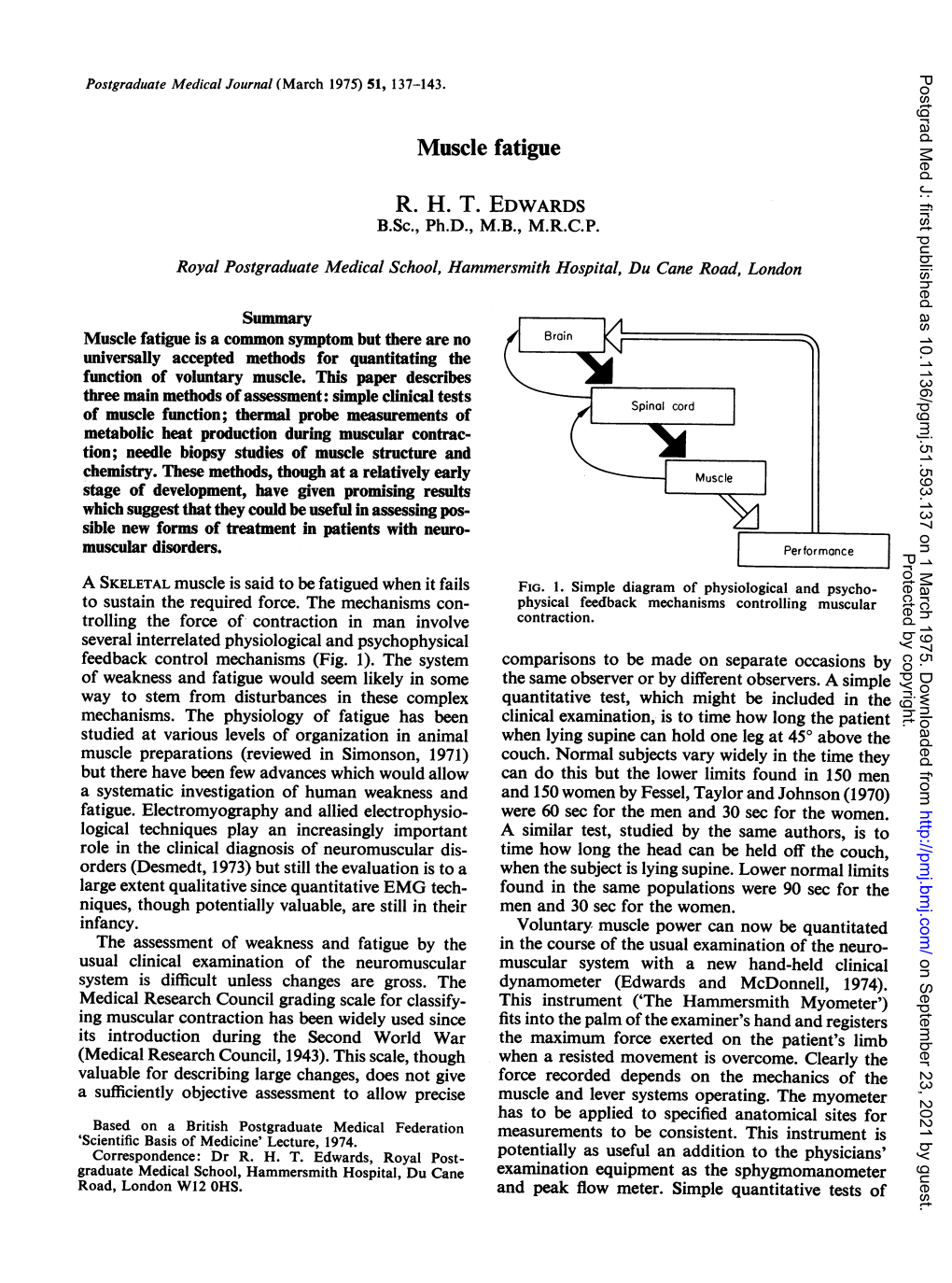 Muscle Fatigue R. H. T. EDWARDS B.Sc., Ph.D., M.B., M.R.C.P