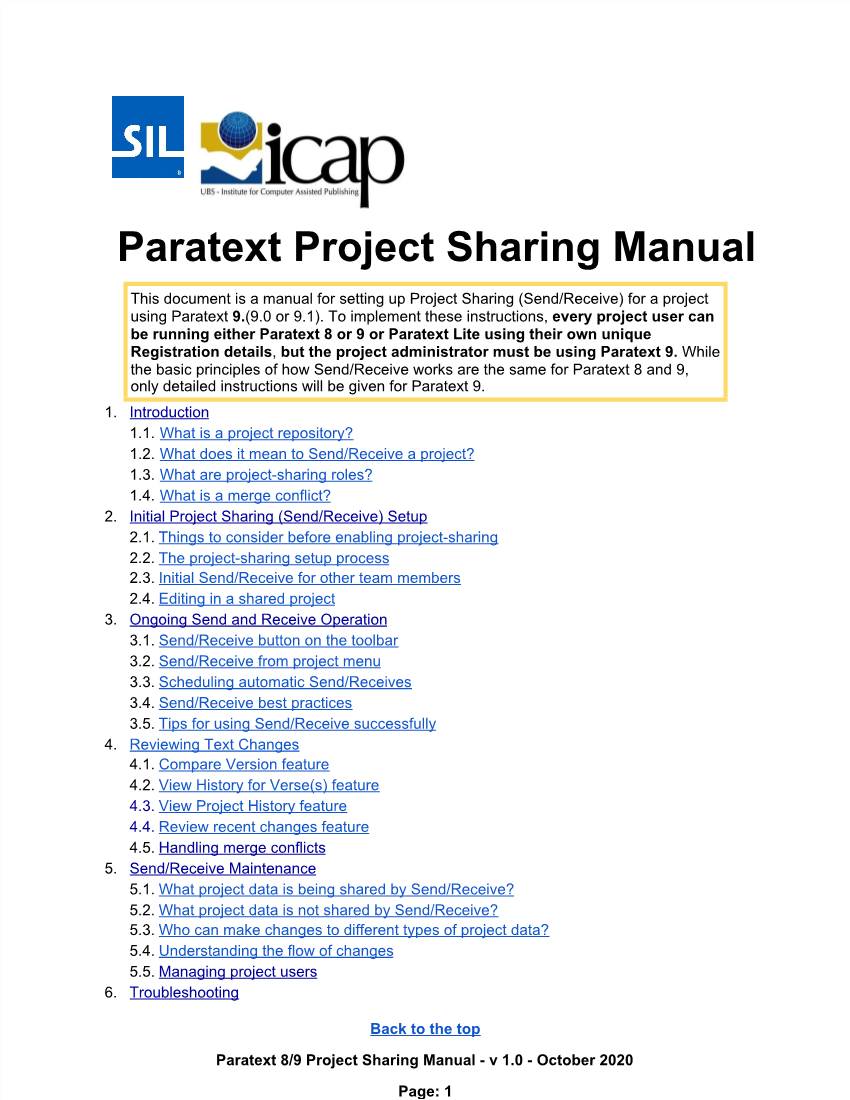Paratext Project Sharing Manual