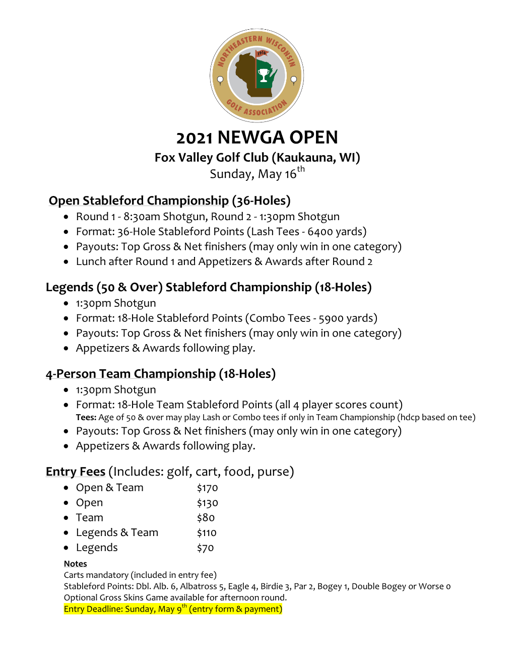 2021 Newga Open Entry Form