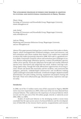 The Livelihood Strategies of Women Fish Traders in Adapting to Cultural and Institutional Constraints in Ibaka, Nigeria