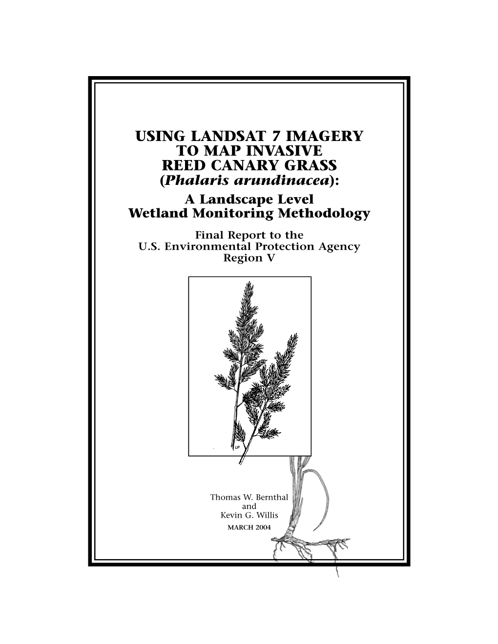 USING LANDSAT 7 IMAGERY to MAP INVASIVE REED CANARY GRASS (Phalaris Arundinacea): a Landscape Level Wetland Monitoring Methodology Final Report to the U.S