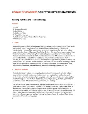 Cooking Nutrition and Food Technology