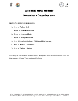 Wetlands News Monitor November - December 2018
