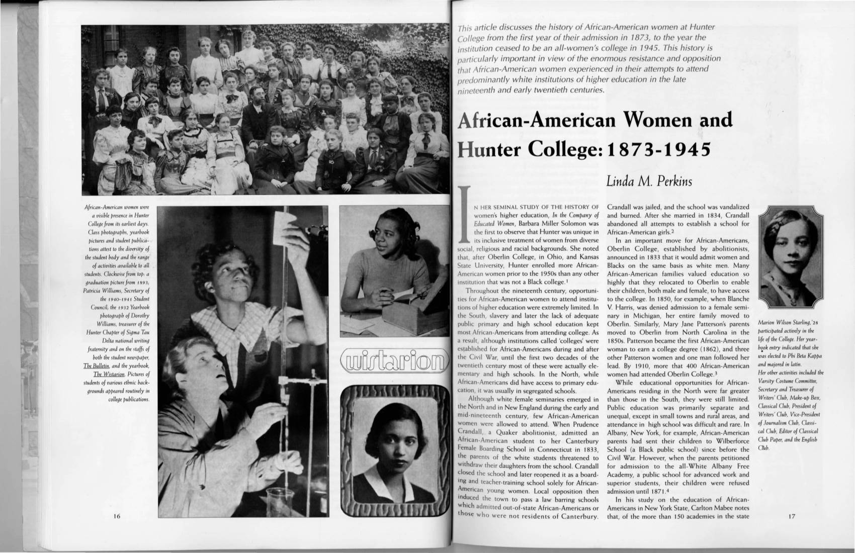 African-American Women and Hunter College: 1873-1945 Linda M