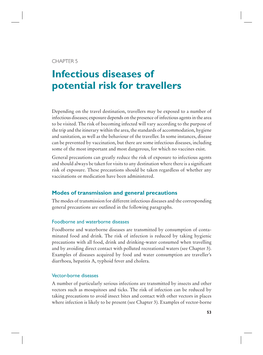 Infectious Diseases of Potential Risk for Travellers