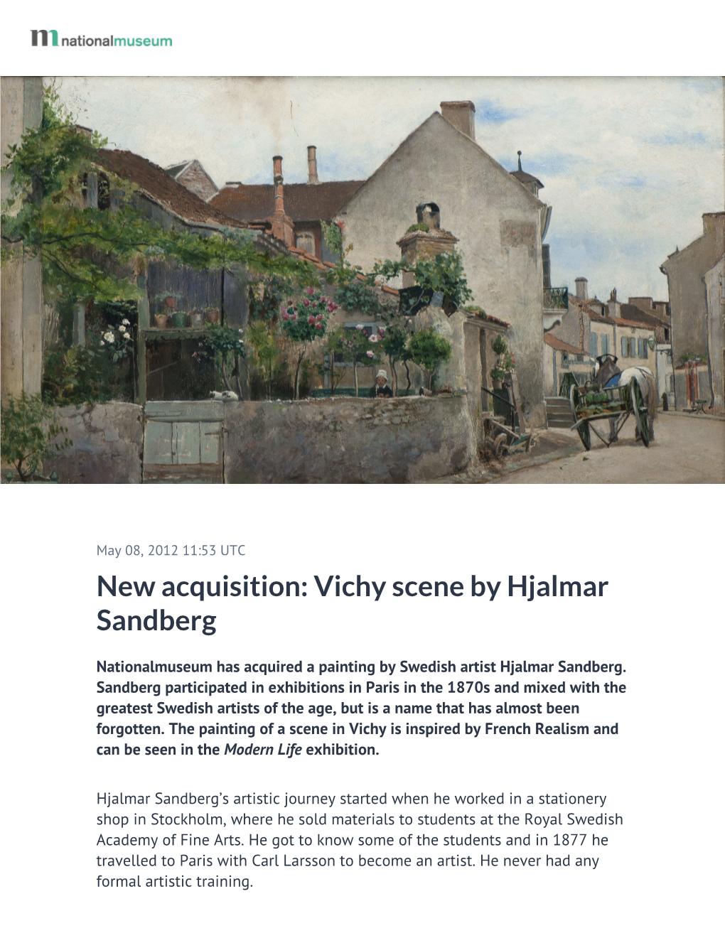 New Acquisition: Vichy Scene by Hjalmar Sandberg