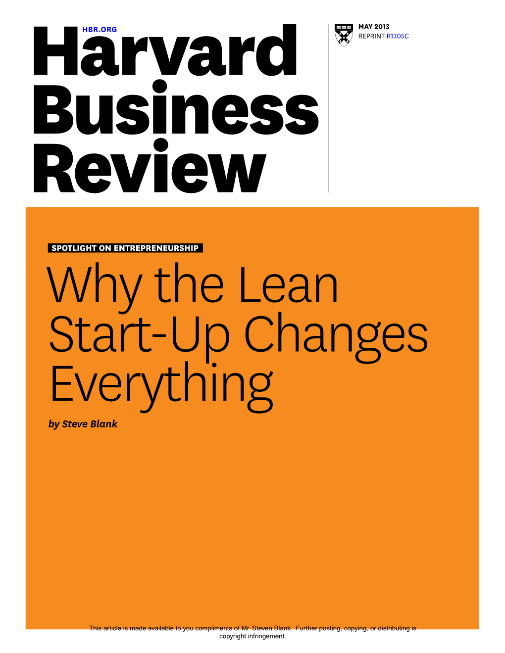 Why the Lean Start-Up Changes Everything by Steve Blank