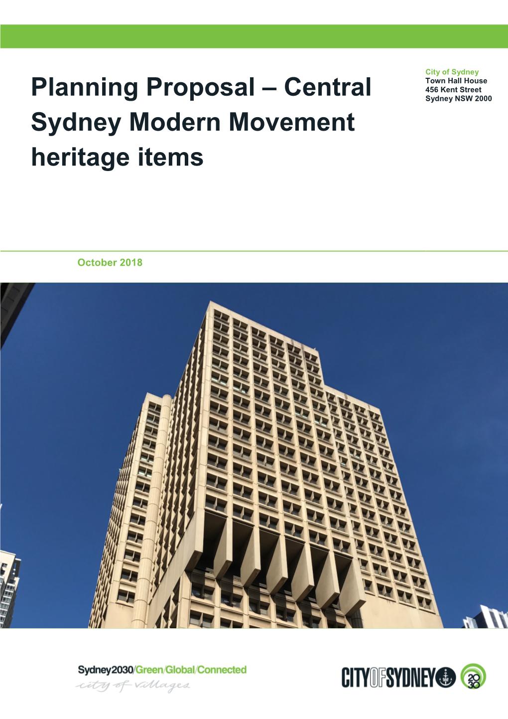 Planning Proposal – Central Sydney Modern Movement Heritage Items