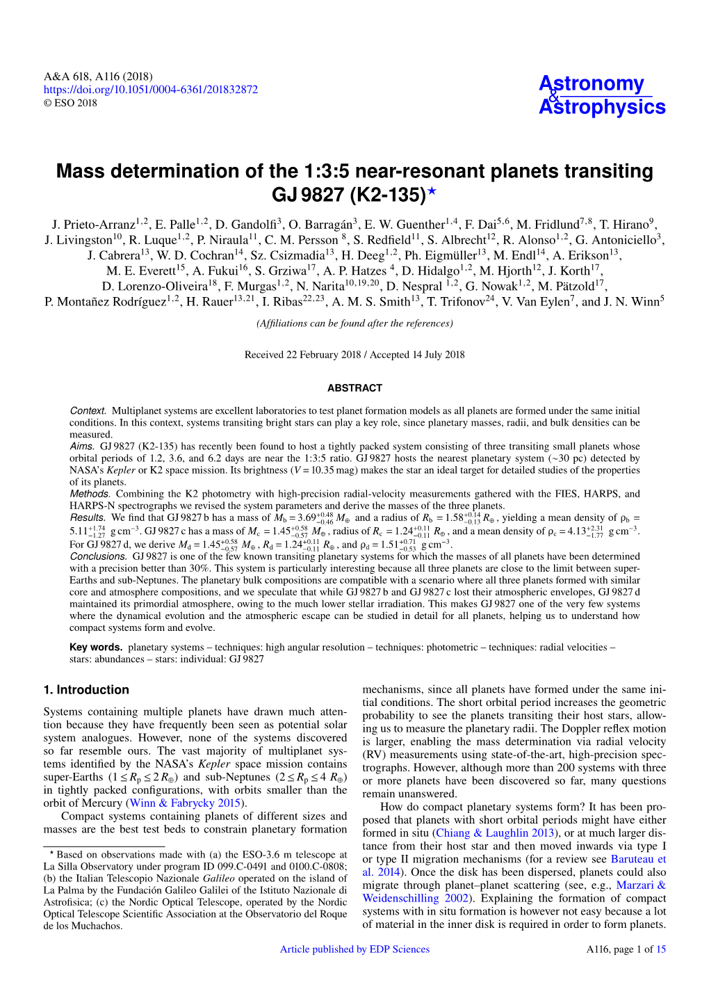 Mass Determination of the 1:3:5 Near-Resonant Planets Transiting GJ 9827 (K2-135)? J