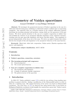 Geometry of Vaidya Spacetimes Armand COUDRAY1 & Jean-Philippe NICOLAS1