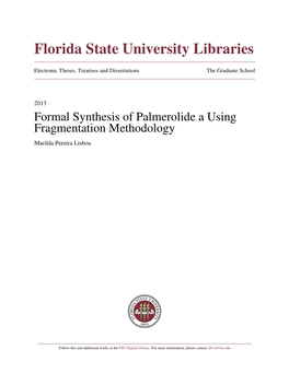 Formal Synthesis of Palmerolide a Using Fragmentation Methodology Marilda Pereira Lisboa