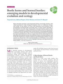 Emerging Models in Developmental Evolution and Ecology