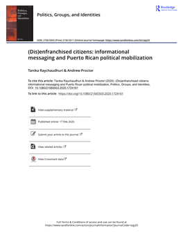 (Dis)Enfranchised Citizens: Informational Messaging and Puerto Rican Political Mobilization