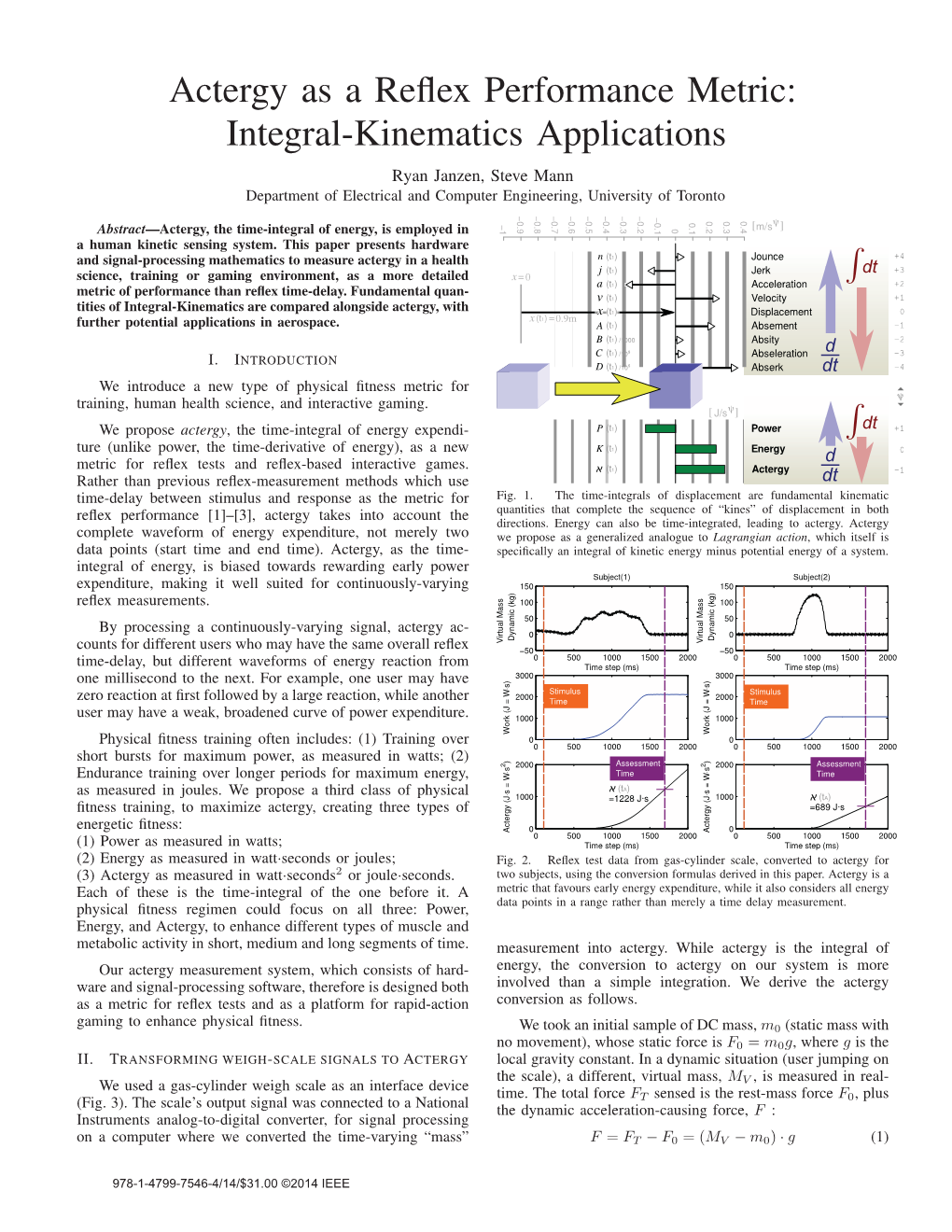 Actergy As a Reflex Performance Metric