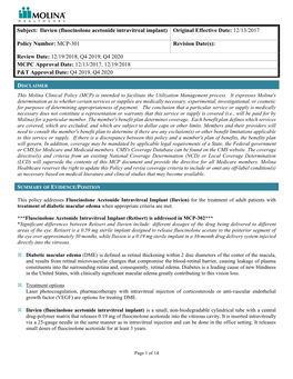 Iluvien (Fluocinolone Acetonide Intravitreal Implant) Original Effective Date: 12/13/2017