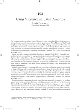Gang Violence in Latin America Lucía Dammert University of Santiago, Chile