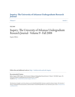Inquiry: the University of Arkansas Undergraduate Research Journal