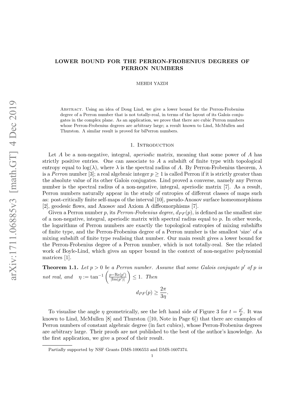 Arxiv:1711.06885V3 [Math.GT] 4 Dec 2019 |Im(P )| 2Π D (P) ≥