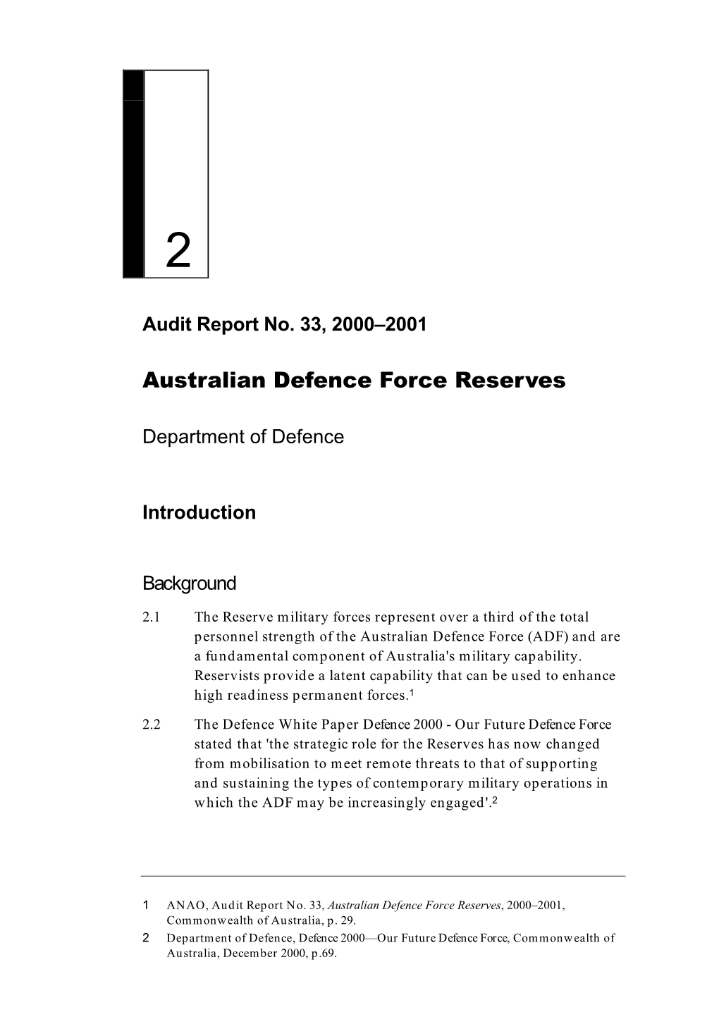 Chapter 2: Australian Defence Force Reserves