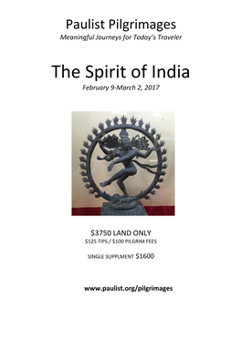 The Spirit of India February 9-March 2, 2017