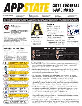 2019 Football Game Notes