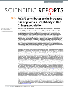 MDM4 Contributes to the Increased Risk of Glioma Susceptibility in Han
