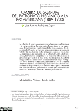 Cambio De Guardia: Del Patronato Hispánico a La Pax Americana (1889-1903)