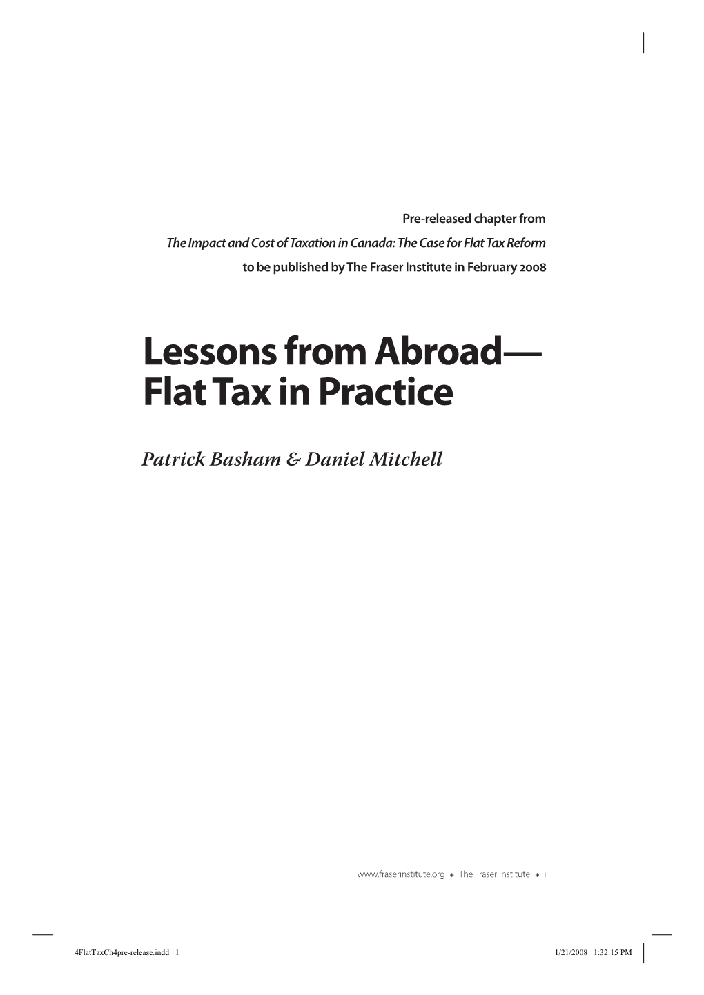 Lessons from Abroad—Flat Tax in Practice D 105 the Flat Tax in Practice