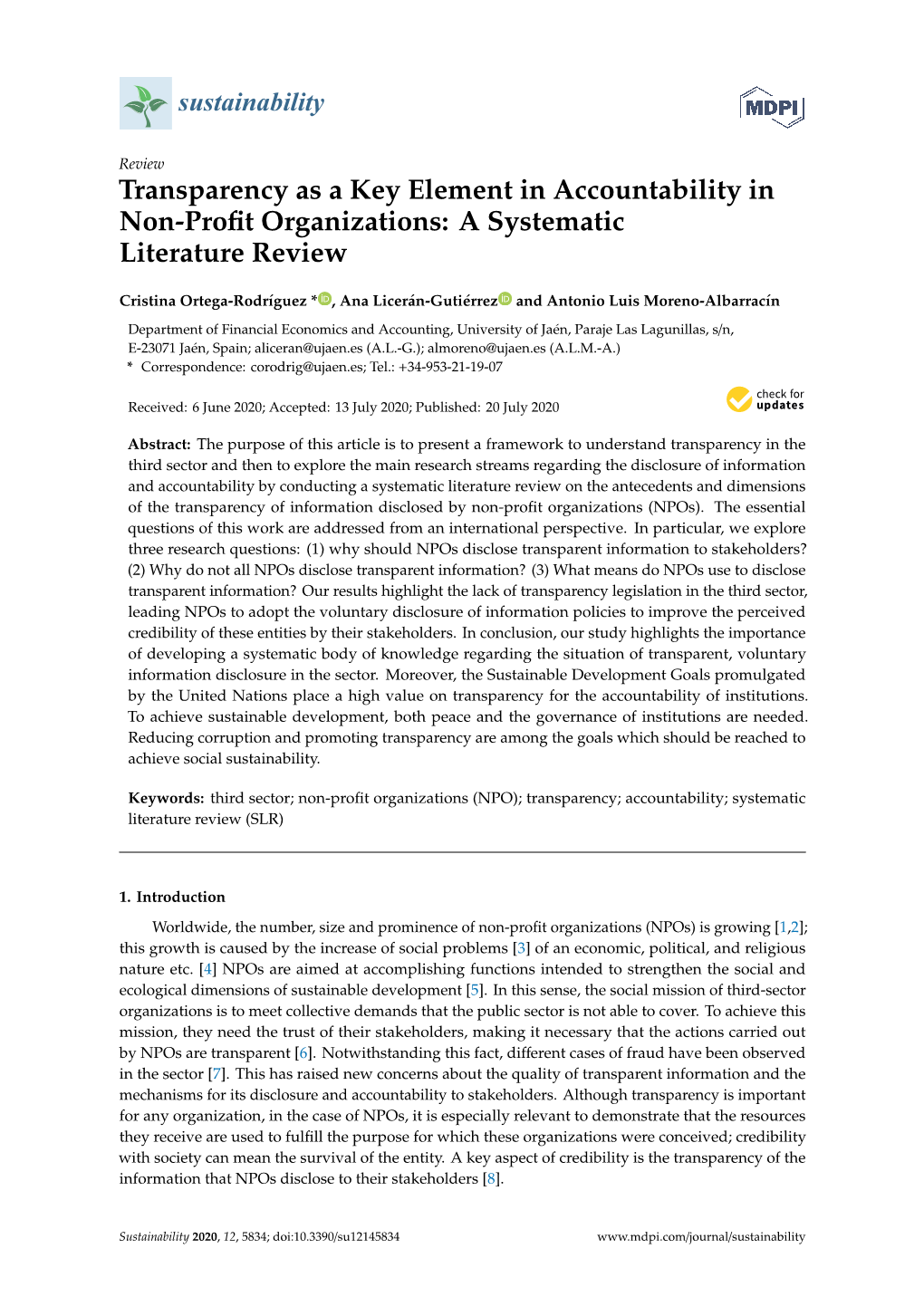 Transparency As a Key Element in Accountability in Non-Profit Organizations