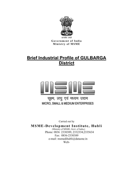 Brief Industrial Profile of GULBARGA District