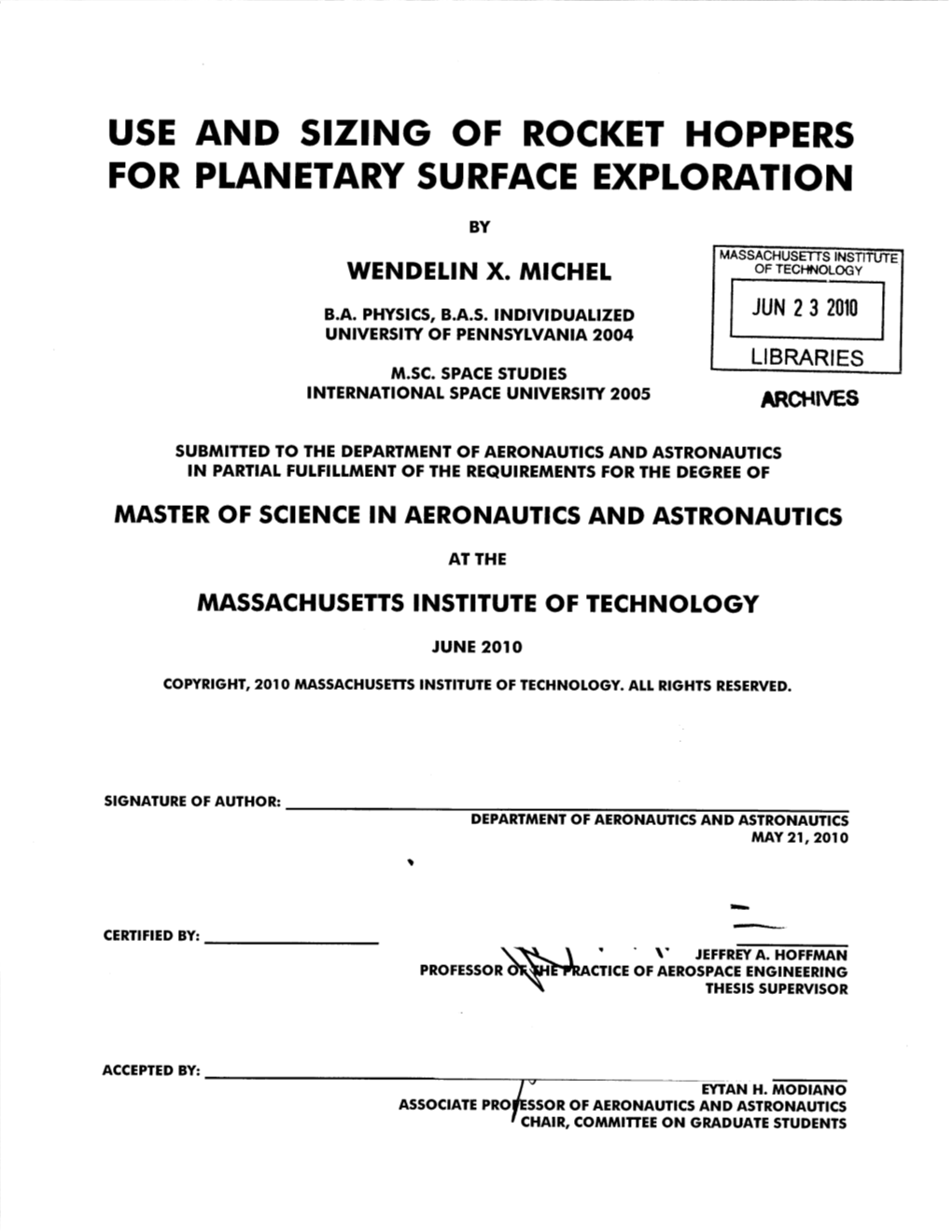Use and Sizing of Rocket Hoppers for Planetary Surface Exploration