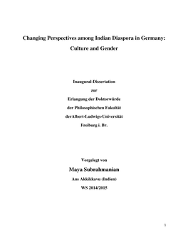 Changing Perspectives Among Indian Diaspora in Germany: Culture and Gender