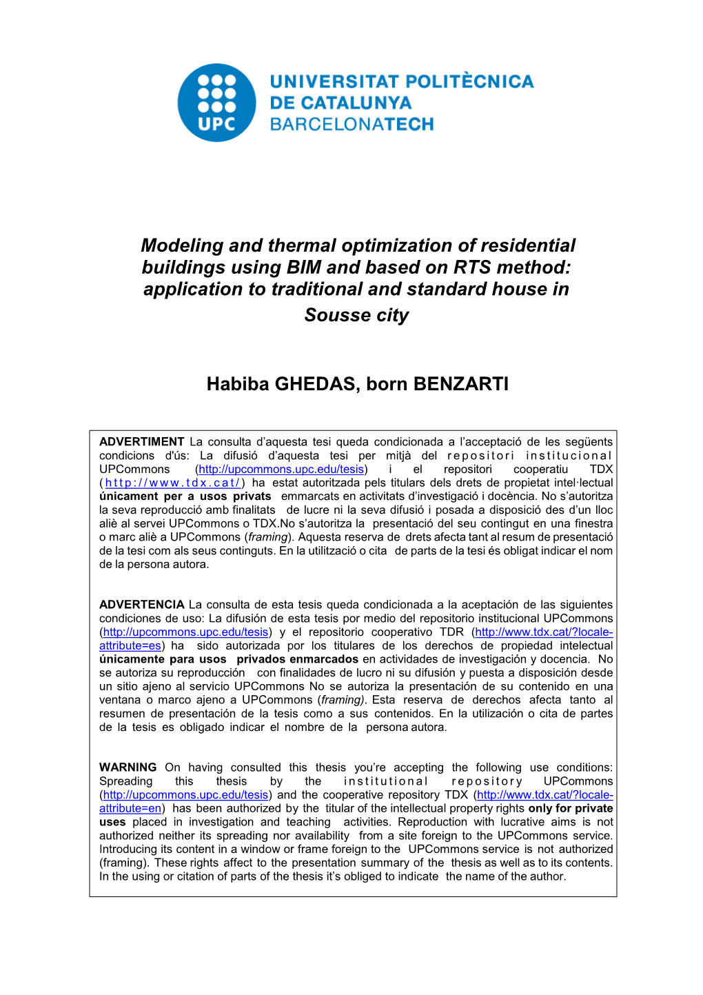 Modeling and Thermal Optimization of Residential Buildings Using BIM and Based on RTS Method: Application to Traditional and Standard House in Sousse City