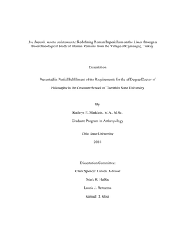 Redefining Roman Imperialism on the Limes Through a Bioarchaeological Study of Human Remains from the Village of Oymaağaç, Turkey