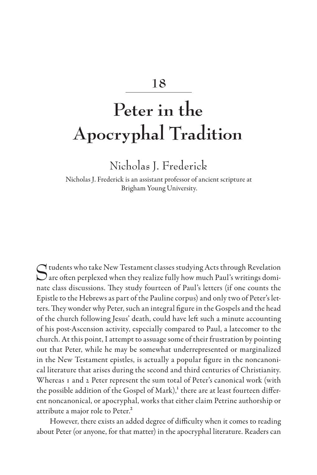 Peter in the Apocryphal Tradition