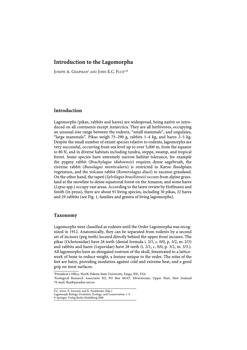 Introduction to the Lagomorpha