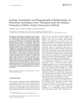 Ecology, Systematics and Biogeographical Relationships of Dinosaurs, Including a New Theropod, from the Santana Formation (?Albian, Early Cretaceous) of Brazil