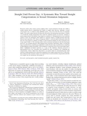 Straight Until Proven Gay: a Systematic Bias Toward Straight Categorizations in Sexual Orientation Judgments