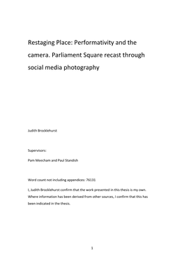 Performativity and the Camera. Parliament Square Recast Through Social Media Photography