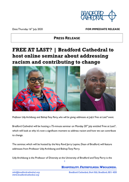 Bradford Cathedral to Host Online Seminar About Addressing Racism and Contributing to Change