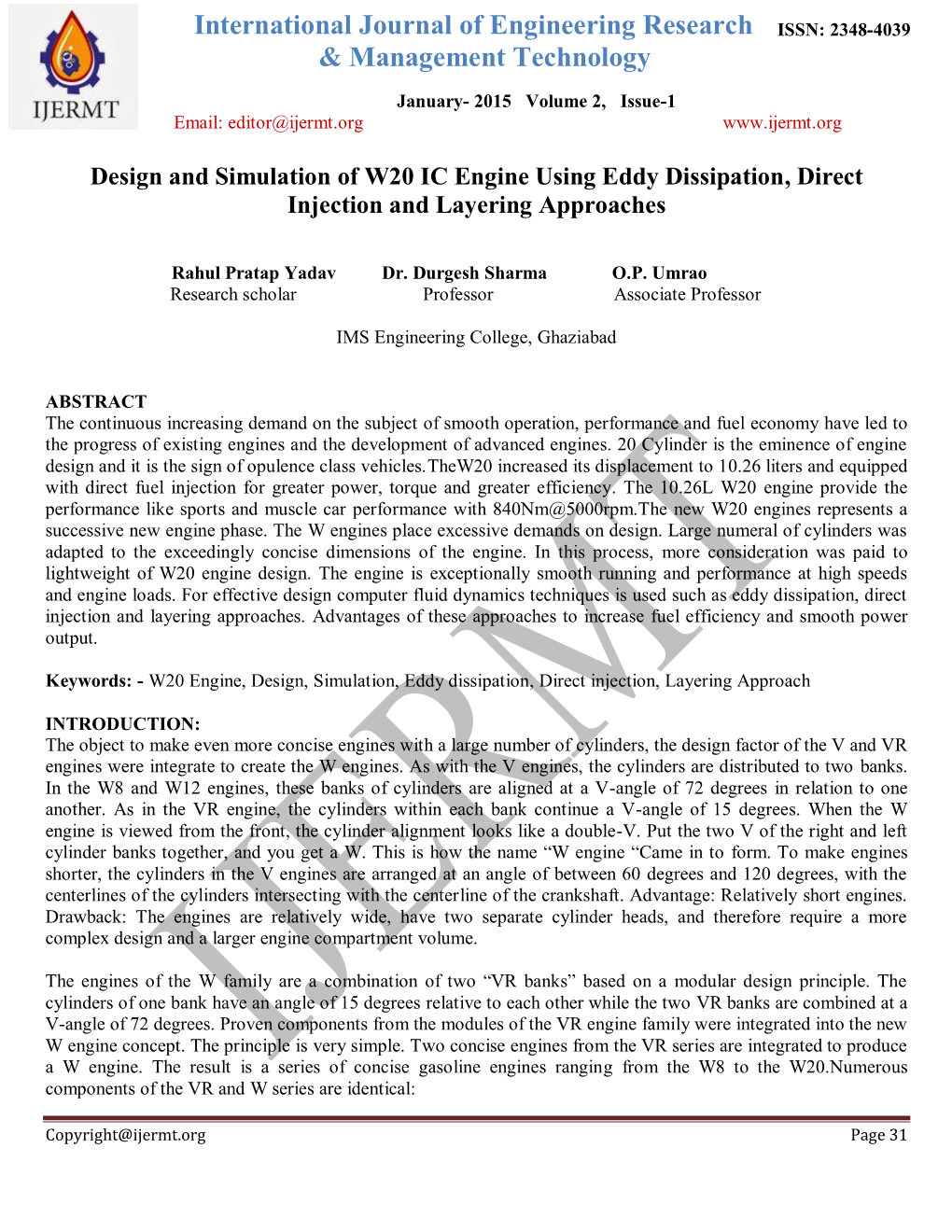 International Journal of Engineering Research & Management Technology