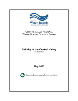 Salinity in the Central Valley an Overview